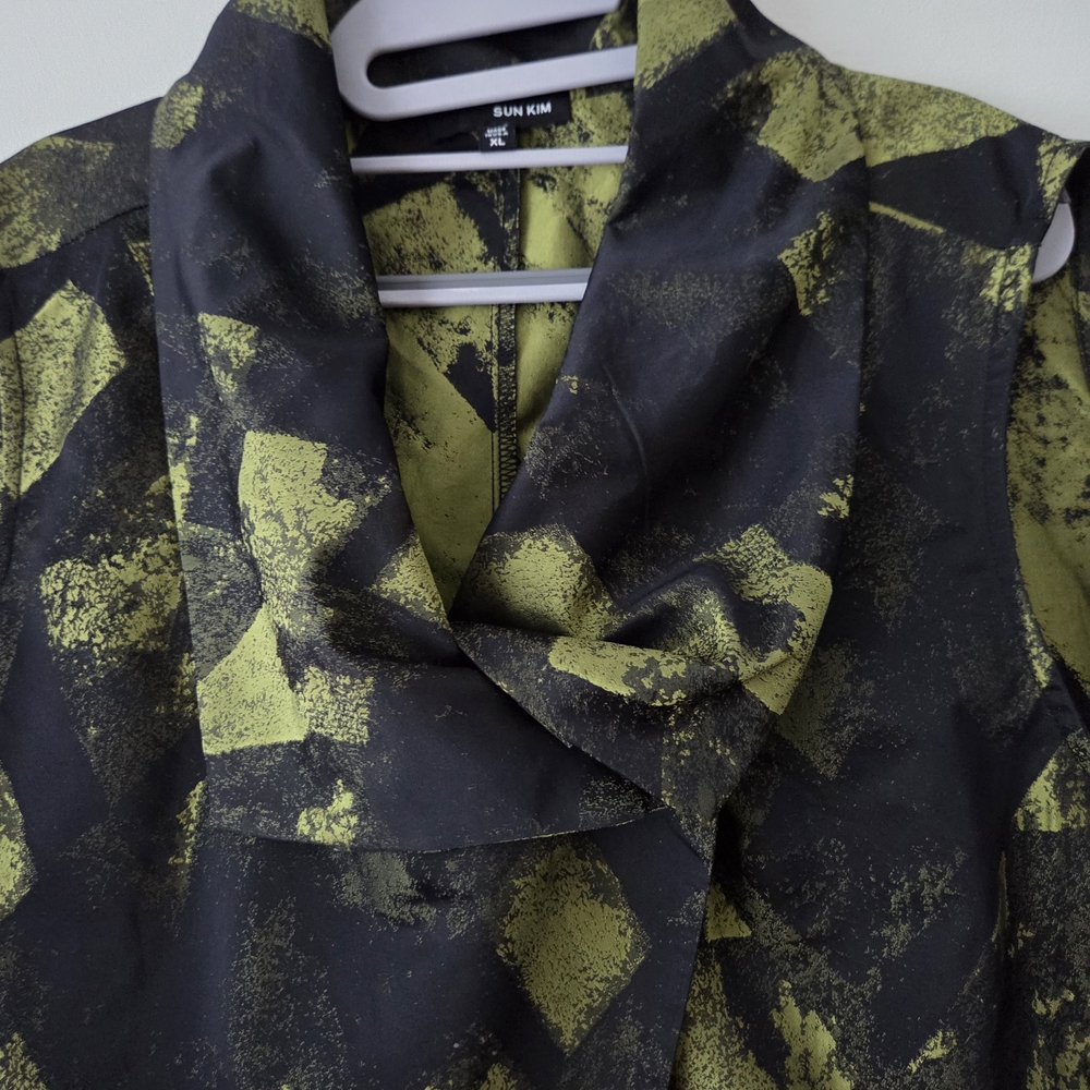 Sun Kim Lagenlook Abstract Print Vest Sleeveless Jacket XL - Picture 5 of 10